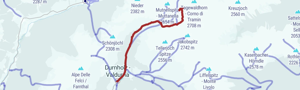 Route map: Sci alpinismo a Punta Forcellaetta